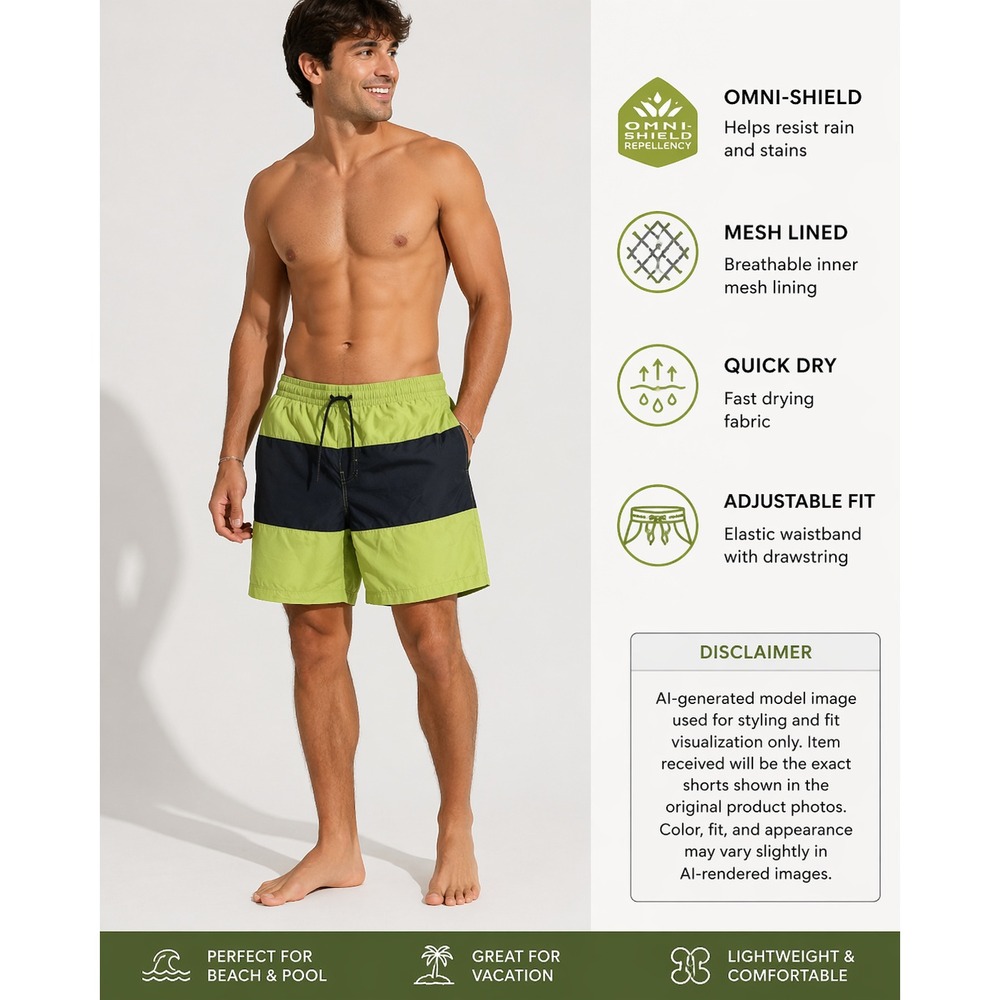 Columbia Swim Trunks Mens XXL 2TG Green‎ Omni Shield Lined Beach Board Shorts